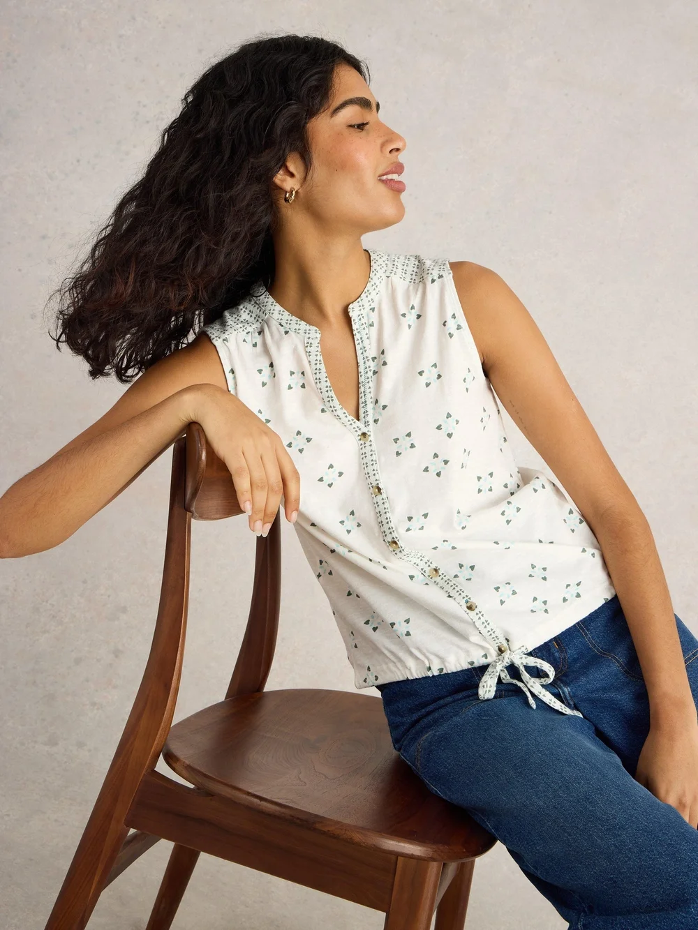 CHEMISE SANS MANCHES TULIP - White Pr - 52 Image 1