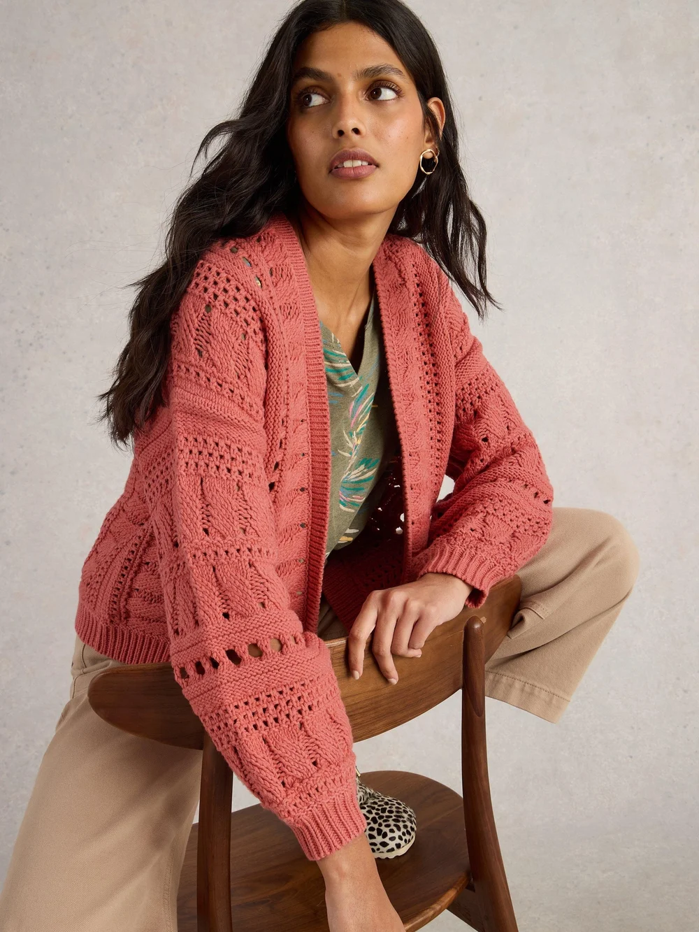 CARDIGAN CROCHET CASEY - Mid Coral - XL Image 1