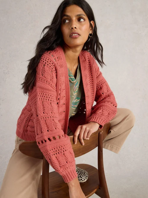 CARDIGAN CROCHET CASEY - Mid Coral - XL Image 1