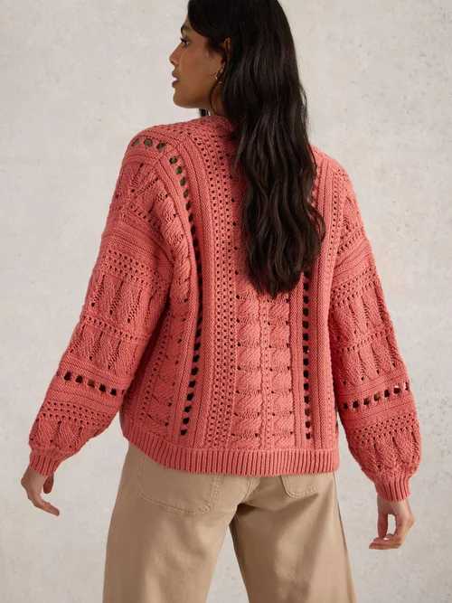 CARDIGAN CROCHET CASEY - Mid Coral - XL Image 4