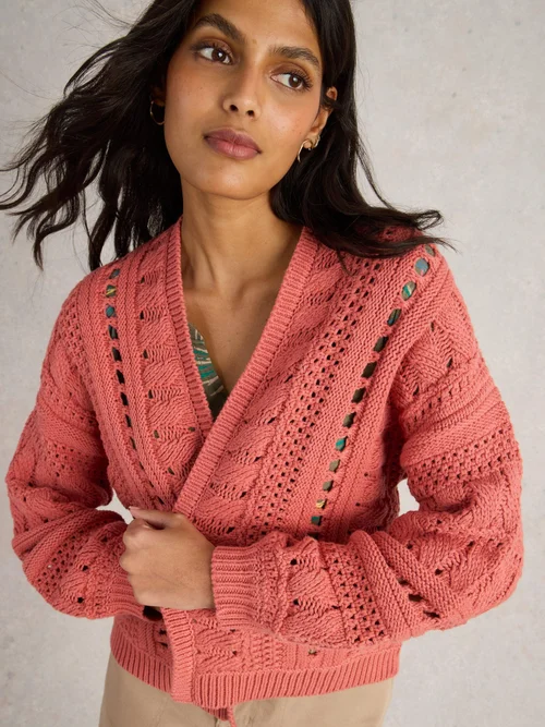CARDIGAN CROCHET CASEY - Mid Coral - XL Image 3