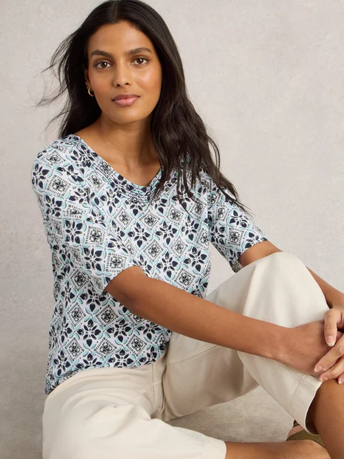 T-SHIRT EN JERSEY WEAVER - White Pr - 34 Image 1