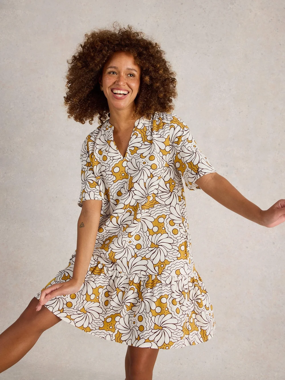 Robe Otto en lin mélangé - Yellow Pr - 52/R Image 1