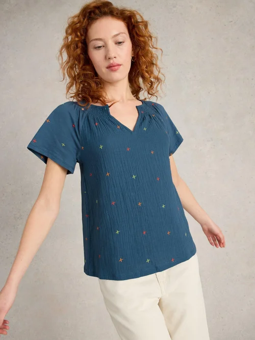 TOP BRODÉ LUELLA - Navy Multi - 52 Image 3