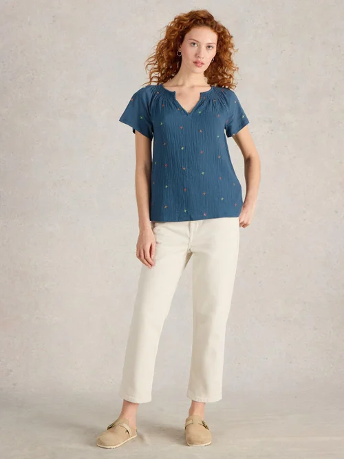 TOP BRODÉ LUELLA - Navy Multi - 52 Image 2