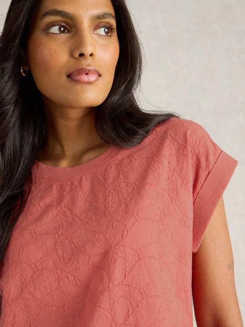 T-SHIRT BRODÉ BETTY - Mid Pink - 50 Image 3