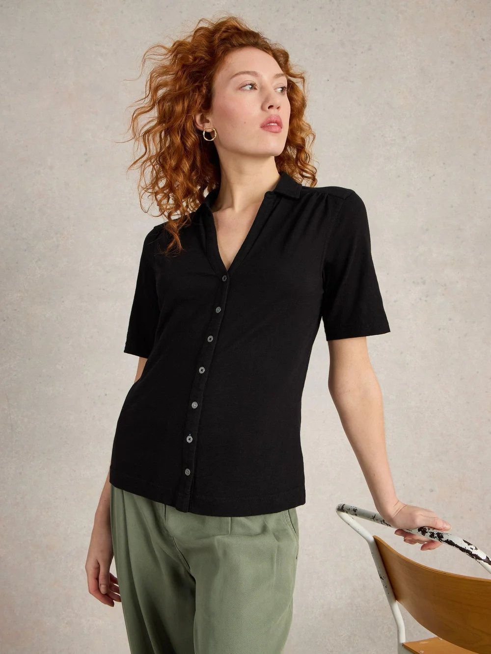 Chemise En Jersey À Manches Courtes Annie - Pure Blk - 48 Image 1
