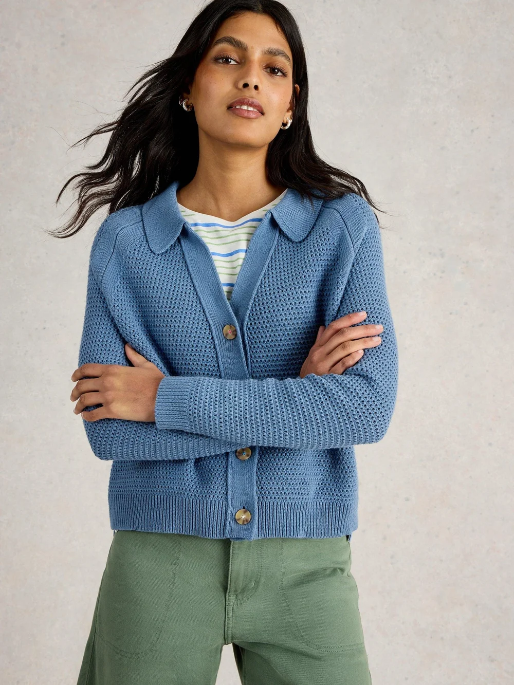 Cardigan à col Chaterly - Mid Blue - XL Image 1