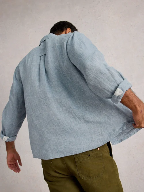 Chemise Longue En Lin Keswick - Chamb Blue - XXXL Image 4