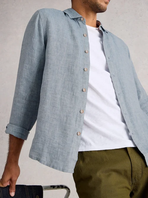 Chemise Longue En Lin Keswick - Chamb Blue - XXXL Image 3