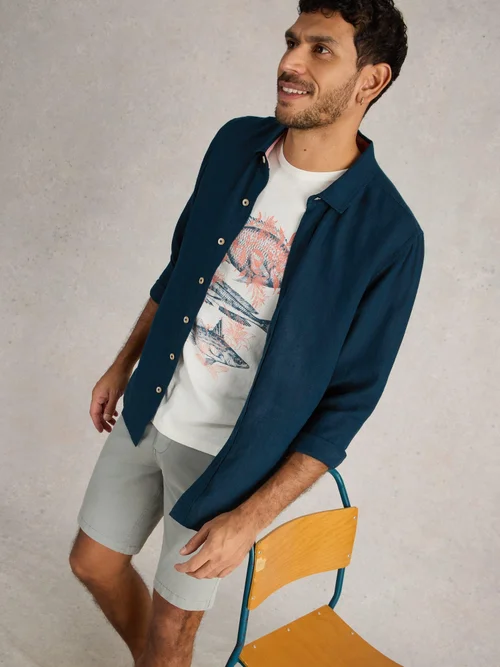 Chemise Longue En Lin Keswick - Dark Navy - XXXL Image 1