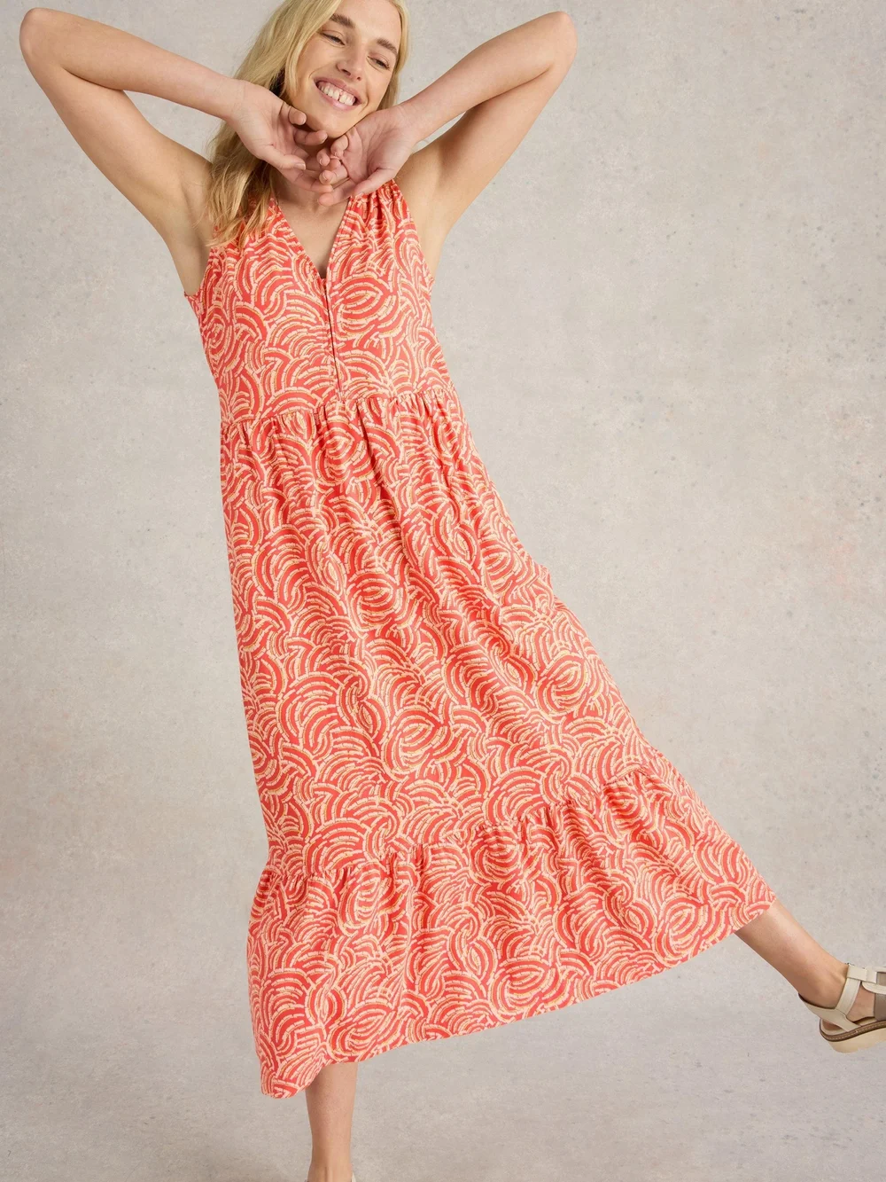 Robe longue en jersey Cameron - Red Pr - 52/R Image 1