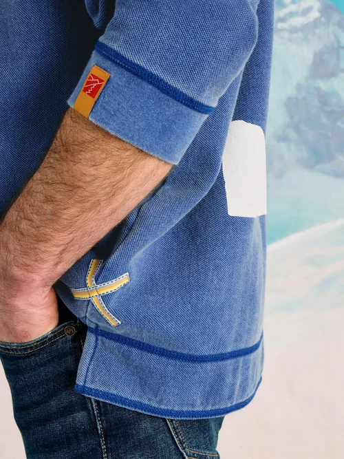 Sweat Demi-Zip En Piqué - Blue Pr - M Image 3