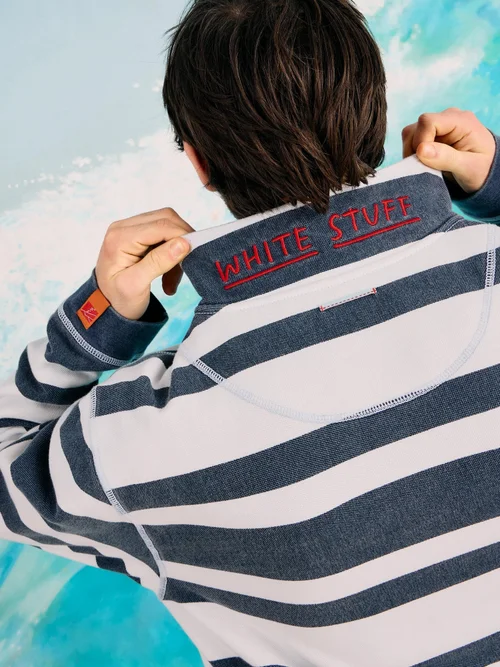 Sweat demi-zip en piqué rayé - Navy Multi - XL Image 2