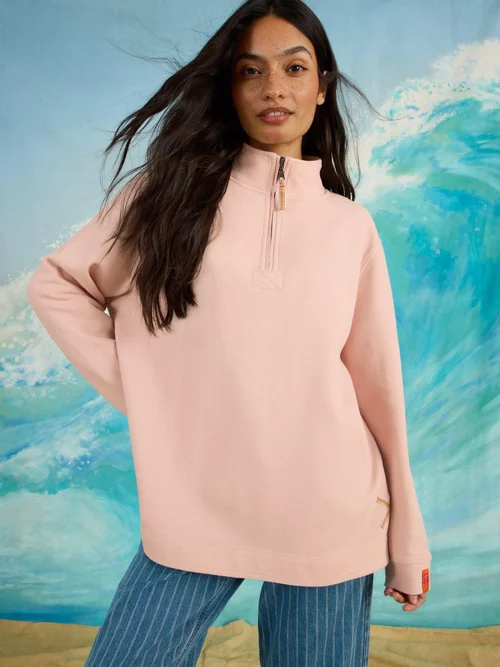 Sweat À Demi-Zip Uni - Lgt Pink - XL Image 1