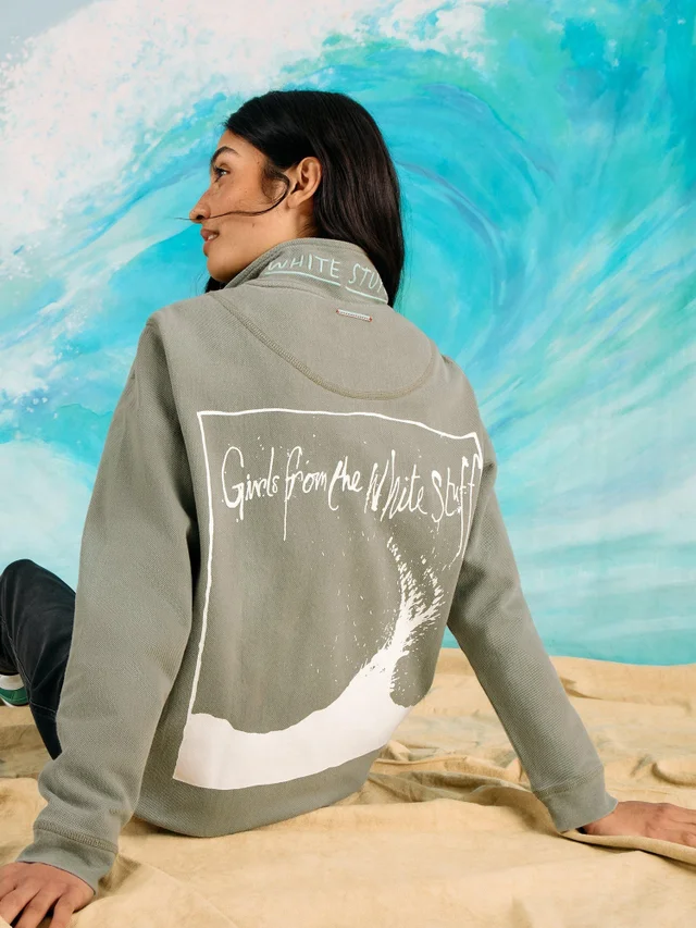 Sweat Piqué Uni À Demi-Zip