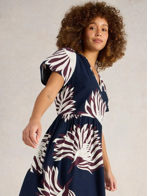Robe en lin mélangé Clove - Navy Pr - 34/R Image 3