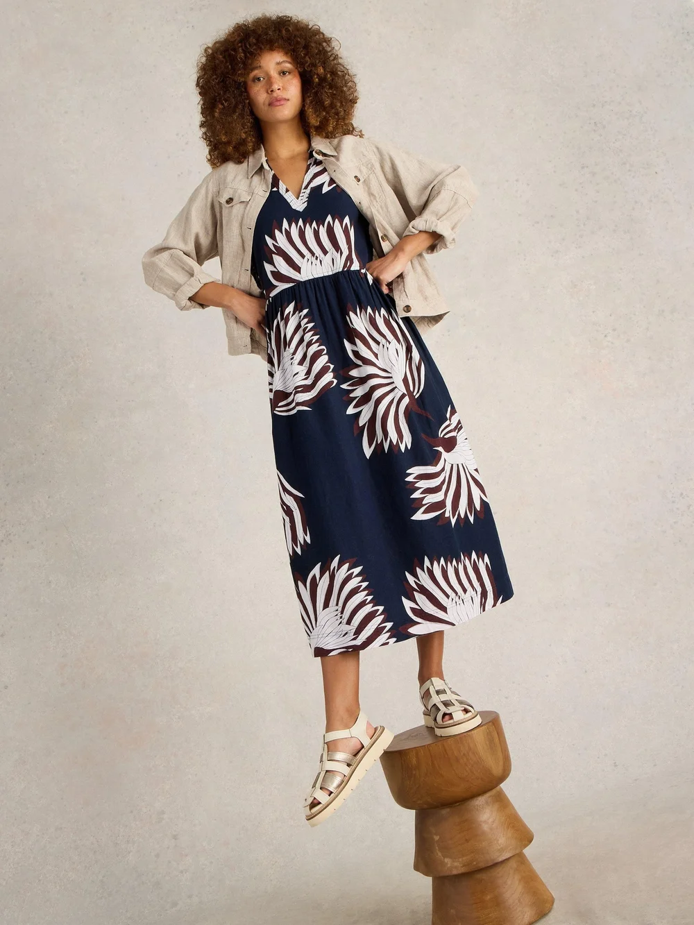 Robe en lin mélangé Clove - Navy Pr - 52/R Image 1