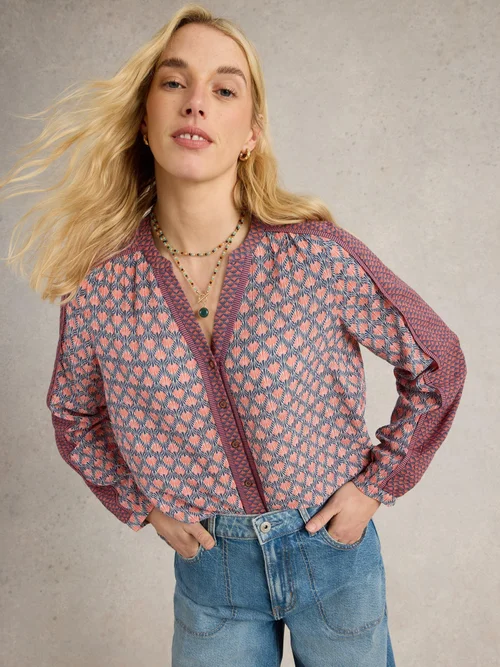 Top imprimé mixte Mabel - Navy Multi - 52 Image 1