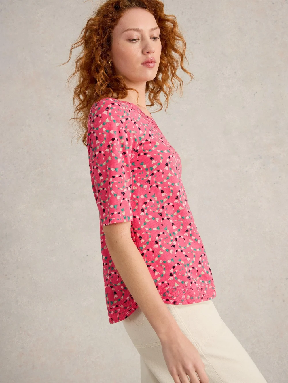 T-SHIRT EN JERSEY WEAVER - Coral Pr - 52 Image 1