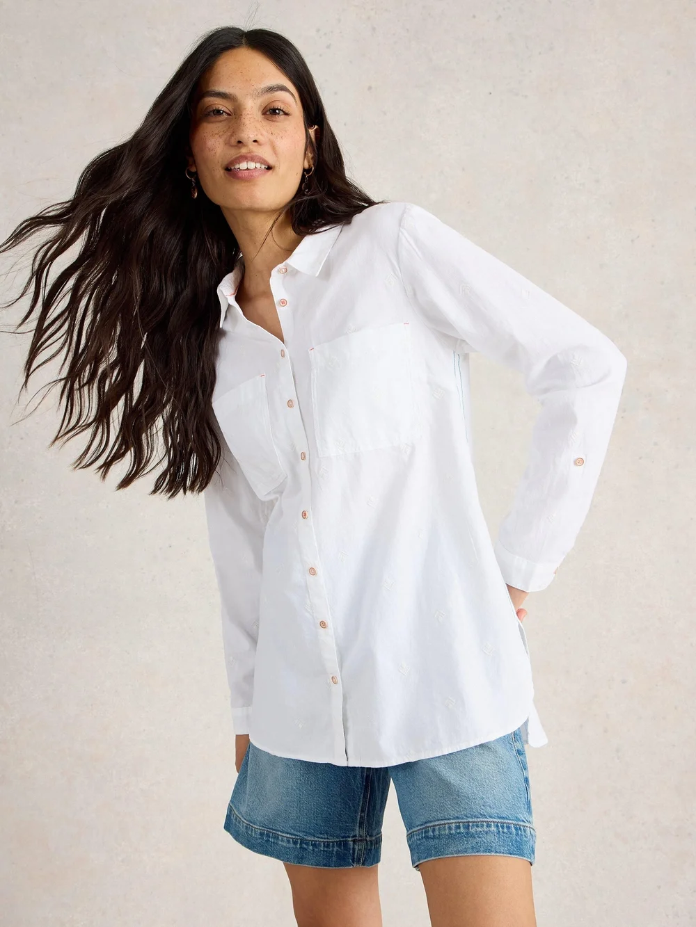 Chemise longue en coton Sophie - Pale Ivory - 52/R Image 1