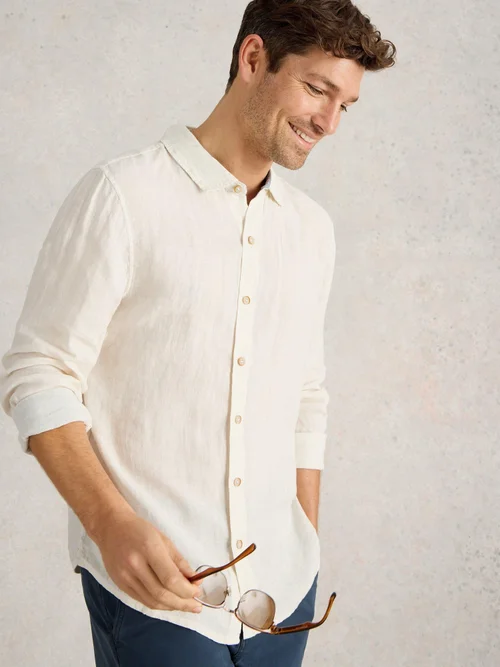 Chemise Longue En Lin Keswick - Bril White - XXXL Image 1