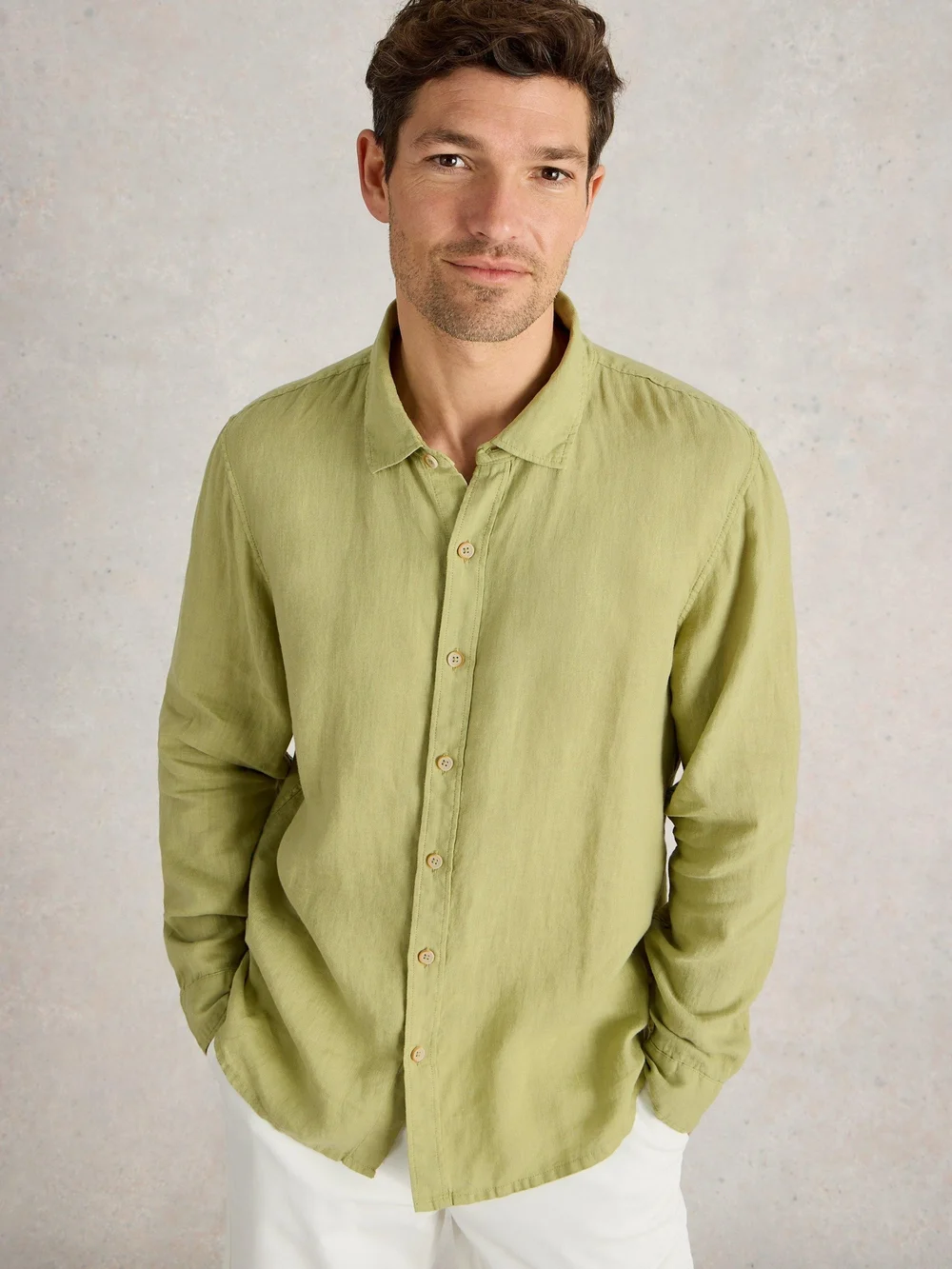Chemise Longue En Lin Keswick - Mid Green - XL Image 1