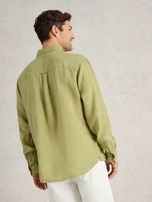 Chemise Longue En Lin Keswick - Mid Green - XL Image 4