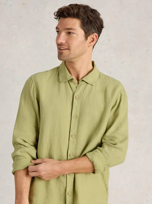 Chemise Longue En Lin Keswick - Mid Green - XL Image 3