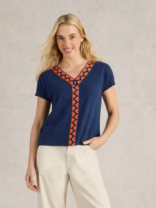 NEVA TOP BRODÉ - Navy Multi - 52 Image 3