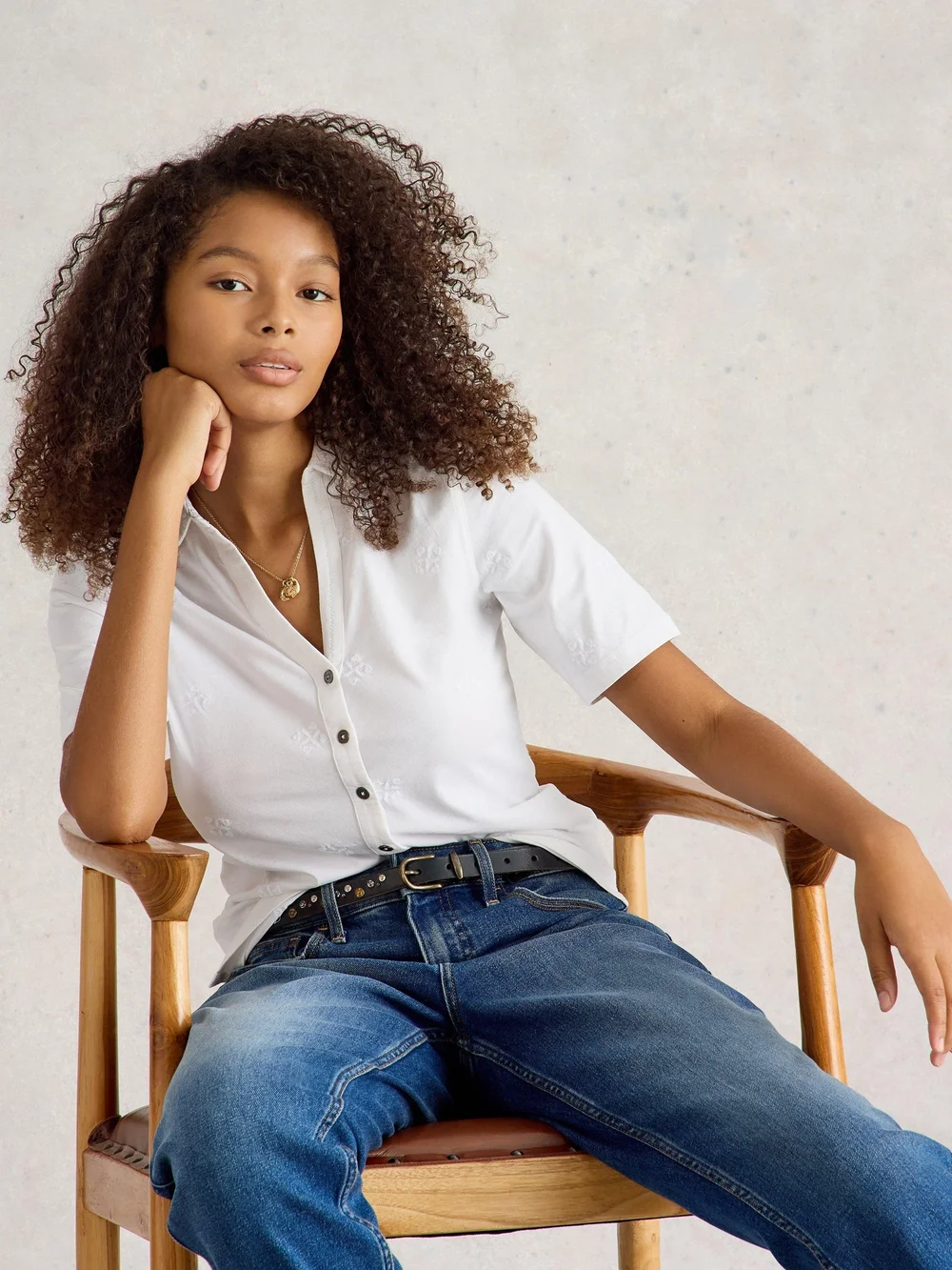 Chemise Brodée Annie Ss - Bril White - 52/R Image 1
