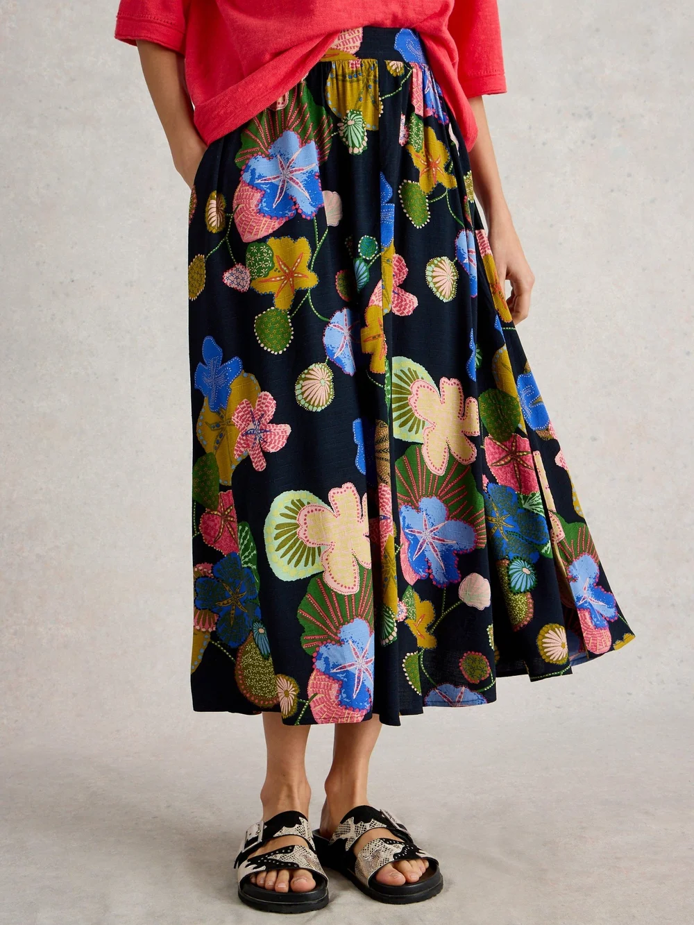 Jupe midi Abigail - Navy Pr - 52/R Image 1