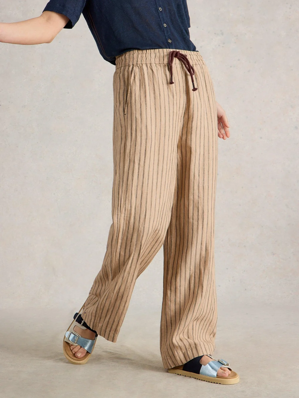 Pantalon large Belle en lin - Nat Mlt - 52/R Image 1