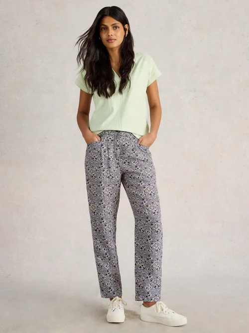 Pantalon en lin Rowena - Navy Pr - 44/R Image 2