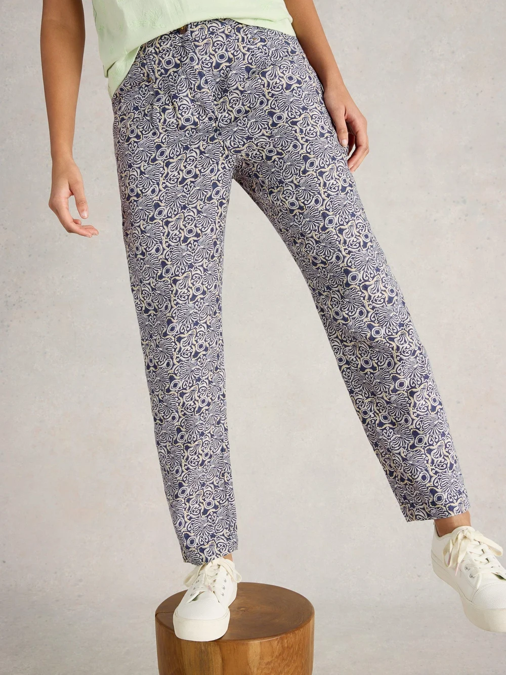 Pantalon en lin Rowena - Navy Pr - 52/R Image 1