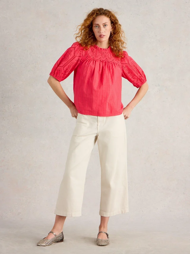 Top brodé en coton Lexi