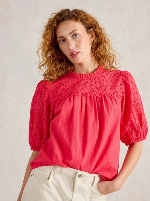 Top brodé en coton Lexi - Brt Pink - 52 Image 1