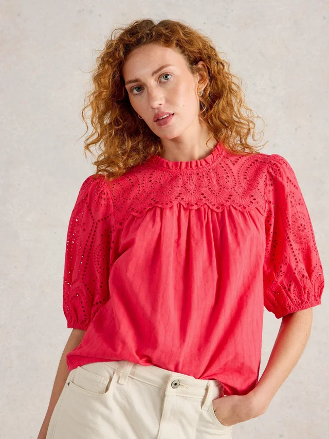 Top brodé en coton Lexi