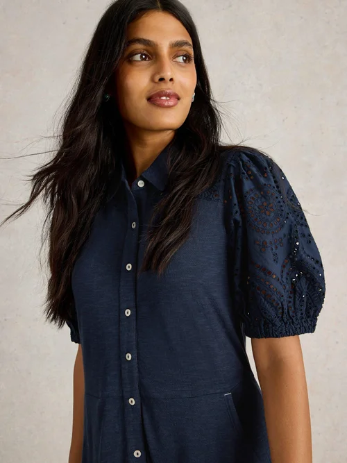 Robe chemise brodée Rua - Dark Navy - 52/R Image 3