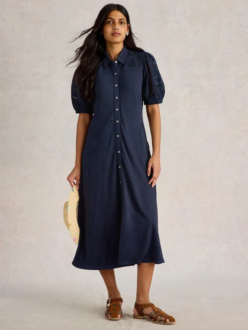 Robe chemise brodée Rua - Dark Navy - 42/R Image 2