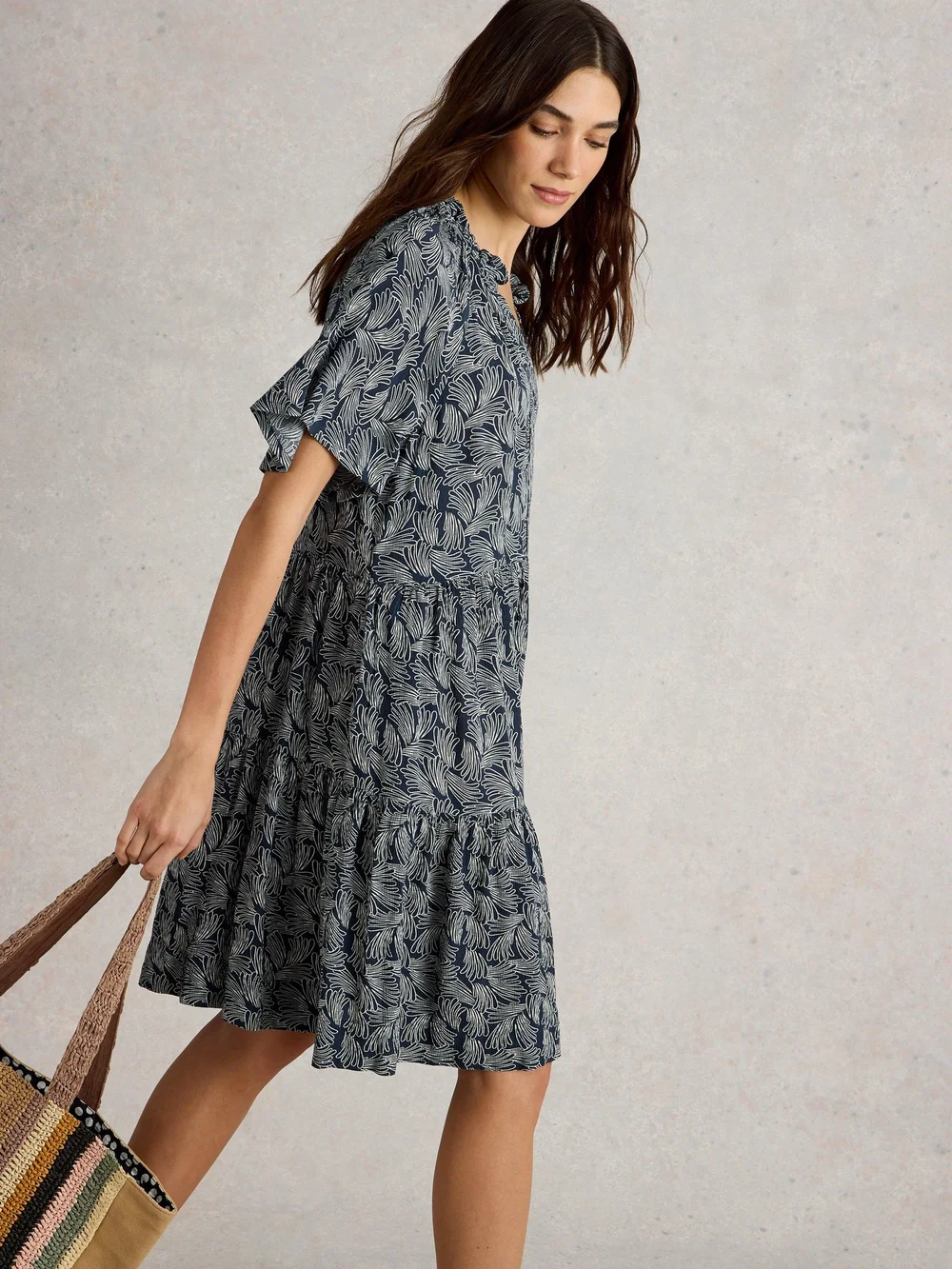 Robe Sophia froissée - Navy Pr - 40/R Image 1