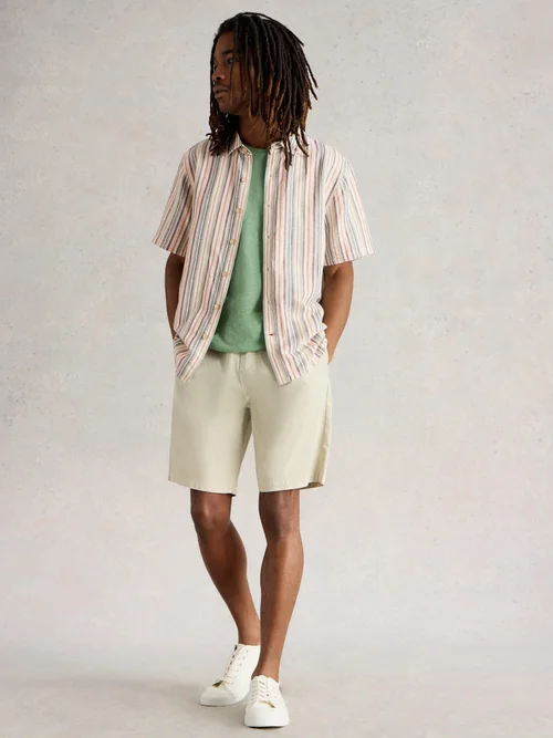 Chemise en lin rayée Keswick SS - Green Mlt - XXXL Image 2