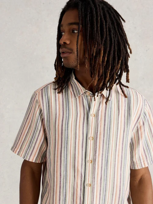 Chemise en lin rayée Keswick SS - Green Mlt - XXXL Image 3