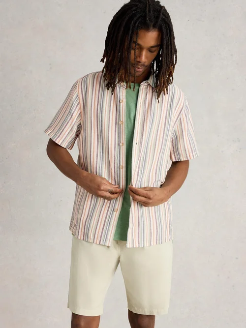 Chemise en lin rayée Keswick SS - Green Mlt - XXXL Image 1