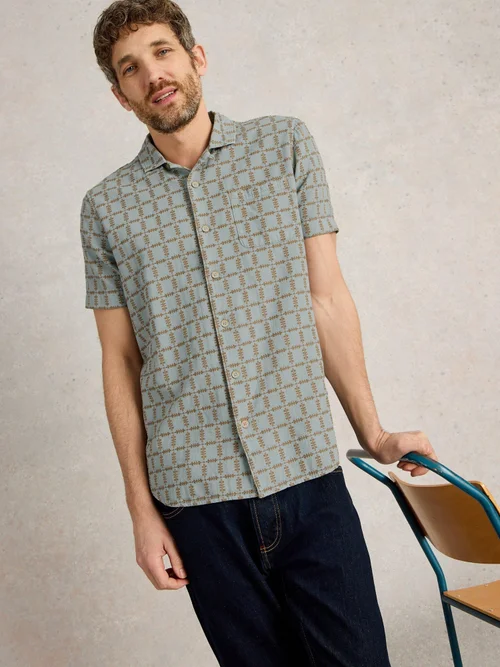 Chemise SS à carreaux surteints - Lgt Blue - XXXL Image 1