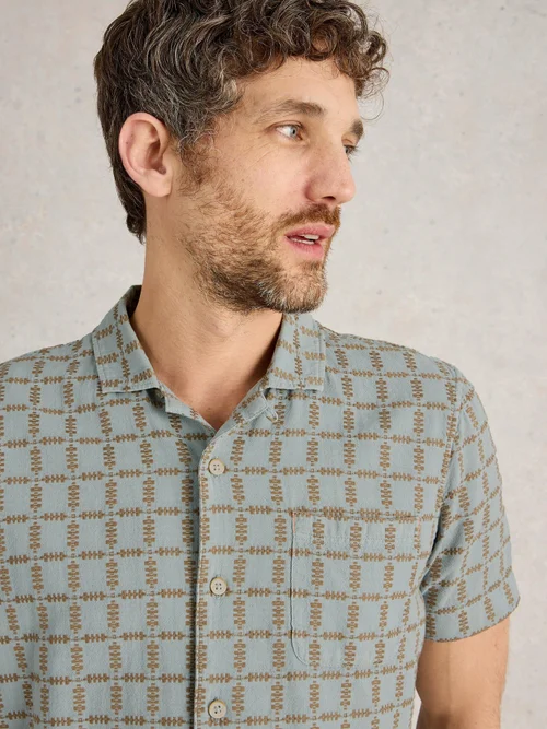 Chemise SS à carreaux surteints - Lgt Blue - XXXL Image 3