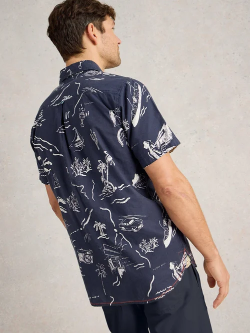 Chemise imprimée Finsbury Map - Navy Pr - S Image 4