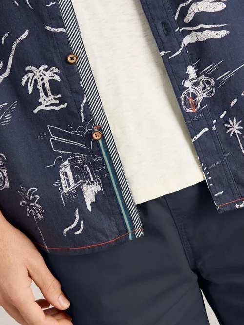 Chemise imprimée Finsbury Map - Navy Pr - S Image 3