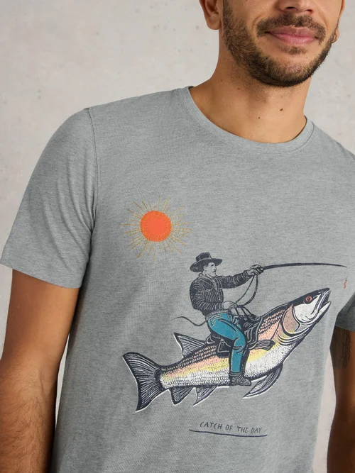T-shirt graphique Abersoch Fish - Denim Pr - XS Image 3