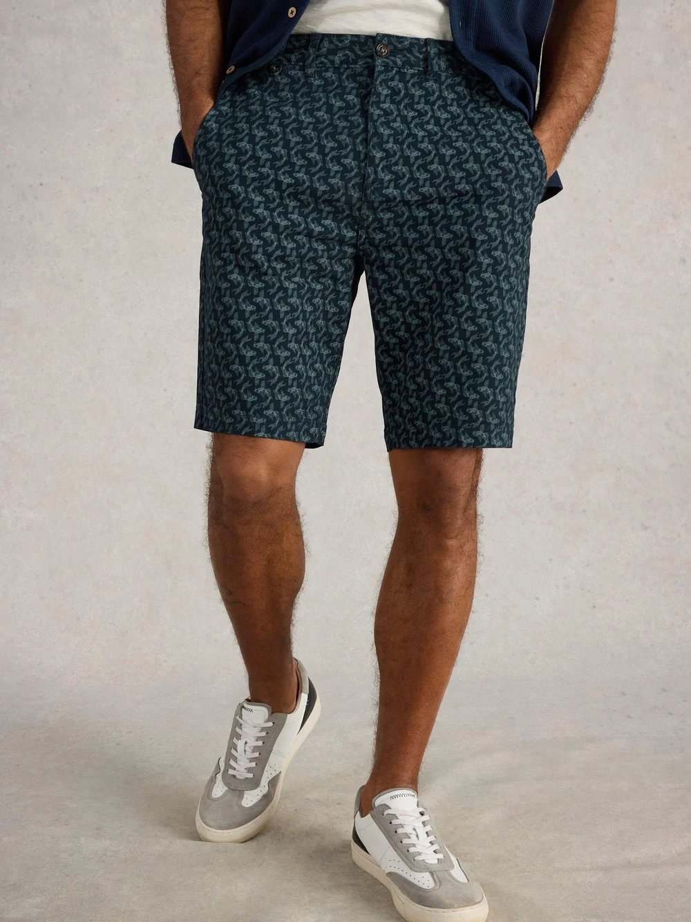 Short chino imprimé poisson - Navy Pr - 36/R Image 1